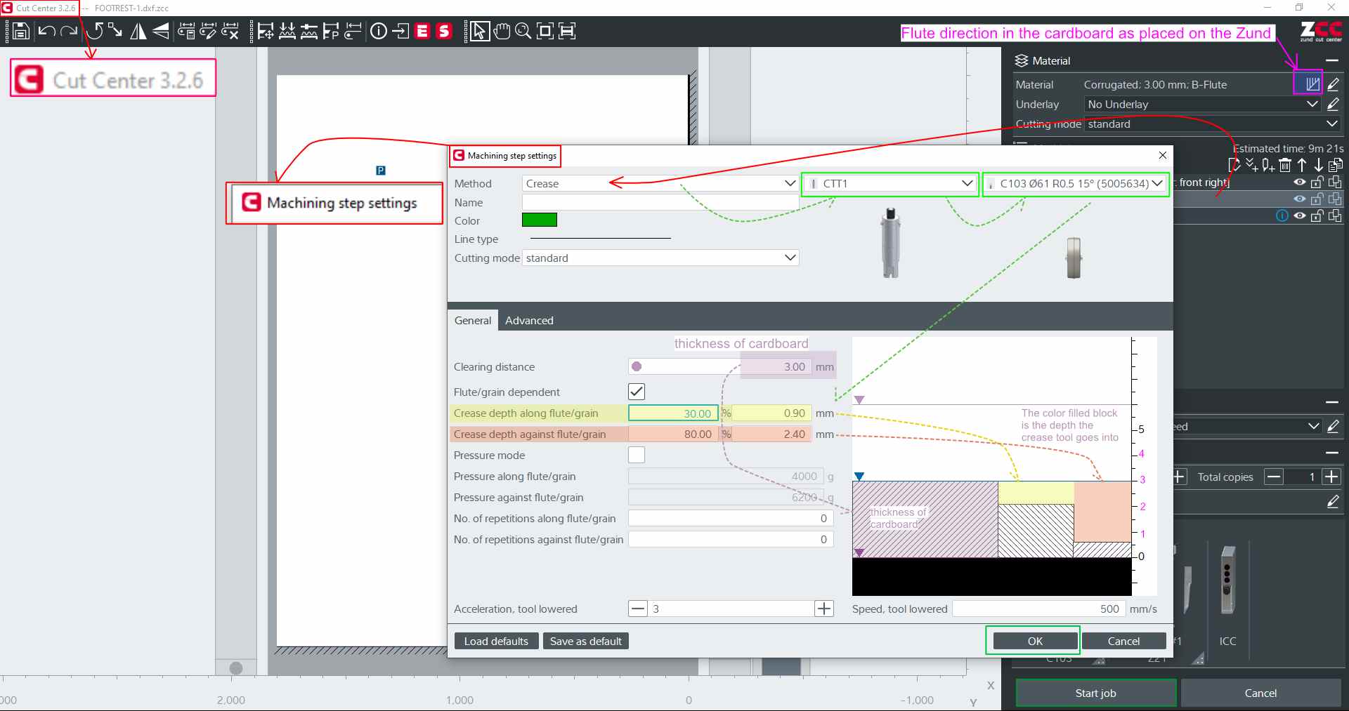 Adding flute direction in Cut Editor